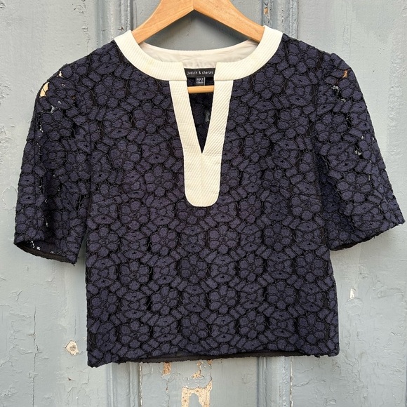 Judith & Charles Lace overlay Blouse, Size 0 - Picture 2 of 8